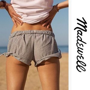 Madewell Pull On Side-Tie Shorts - Chambray Stripe